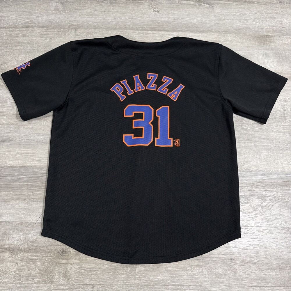 Mike Piazza Jersey New York Mets Youth XL Black Mesh Pullover MLB